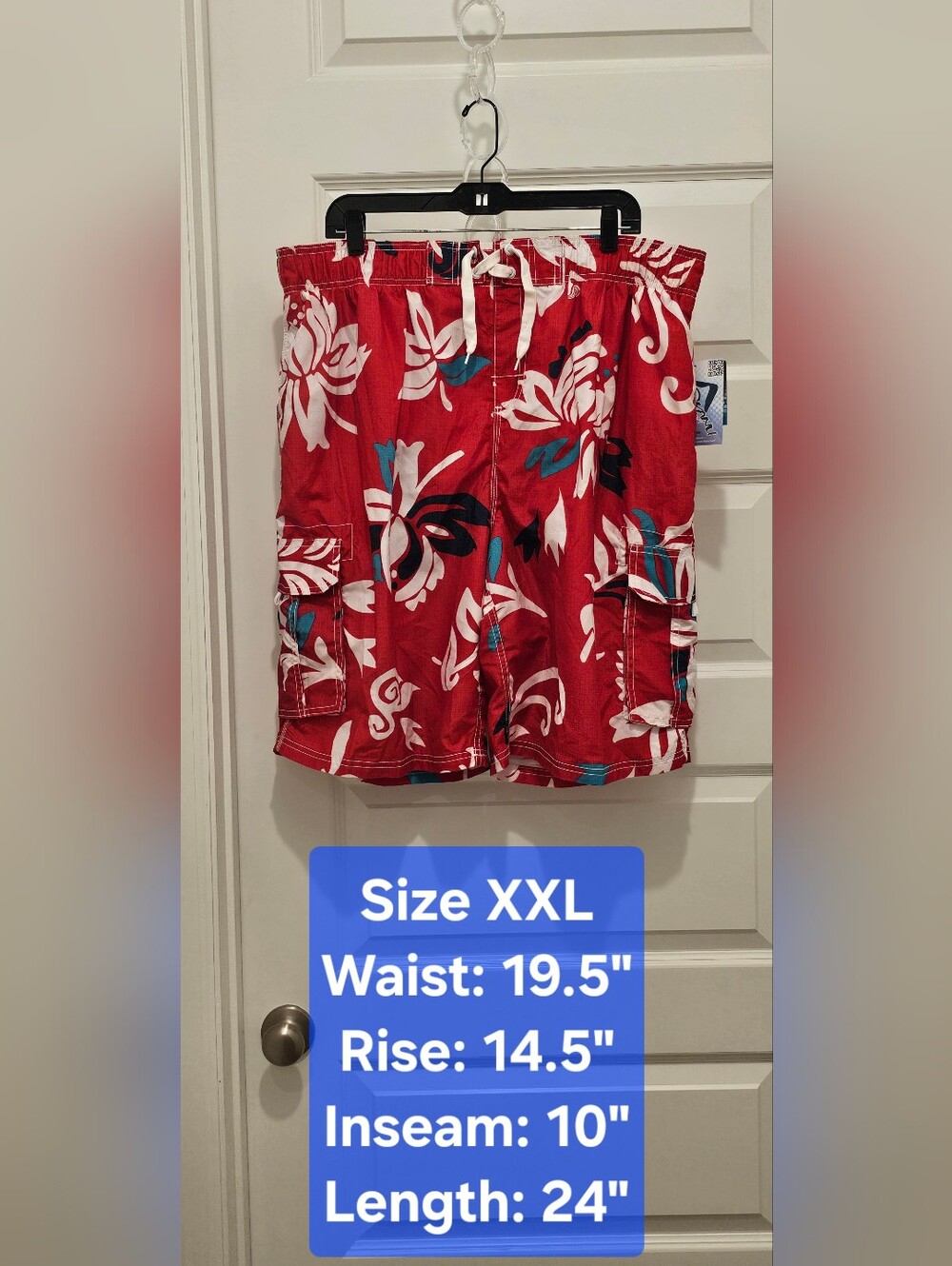 NWT Kanu Surf Men's XXL Board Shorts Oahu Red Floral Cargo Swim
